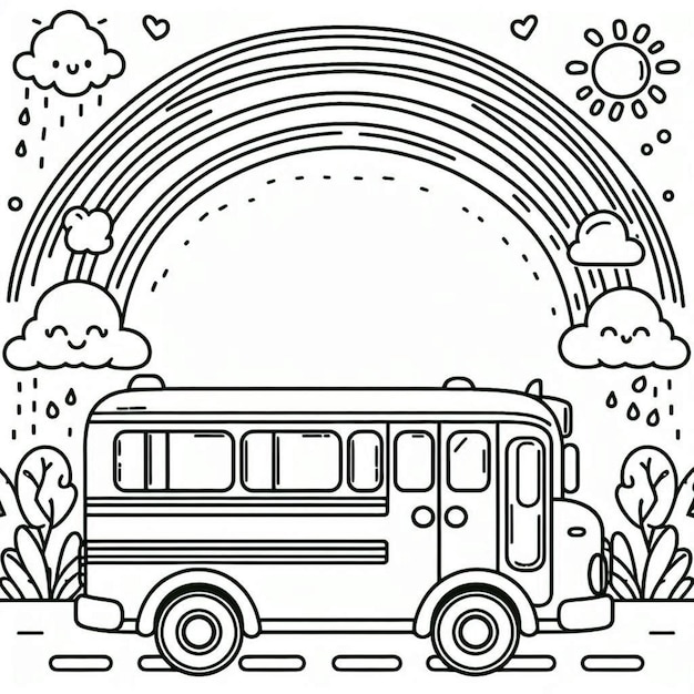 Photo school bus coloring page