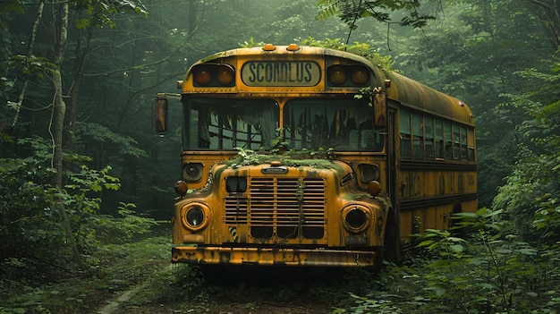 a school bus with the word  gren  on the front