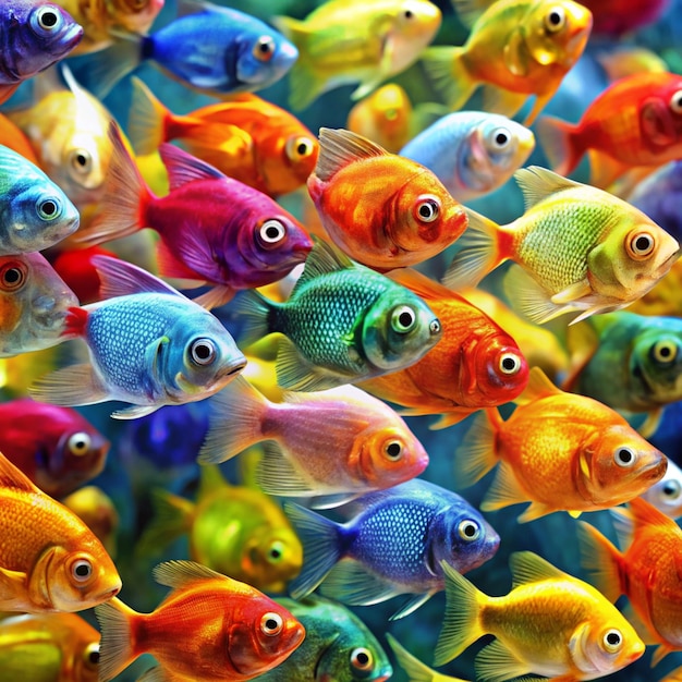 Photo school of colorful siamese glassfishes