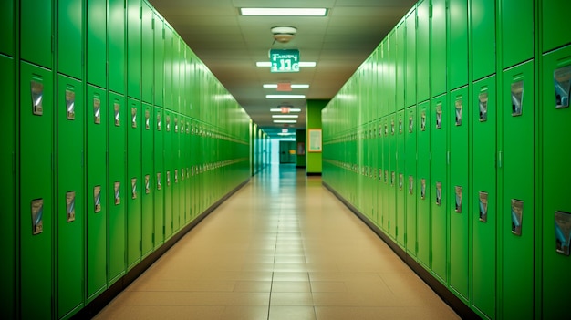 school corridor with lockers Generative AI