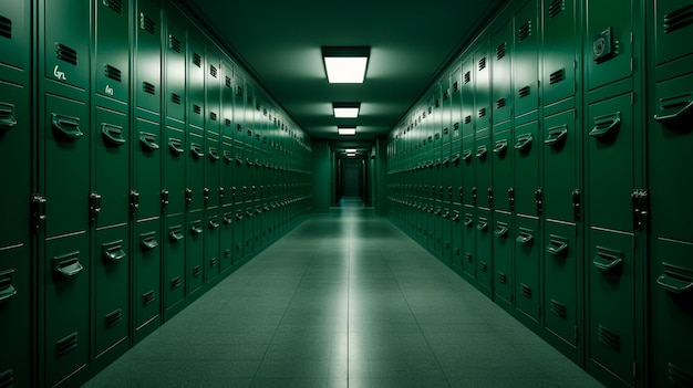 school corridor with lockers Generative AI