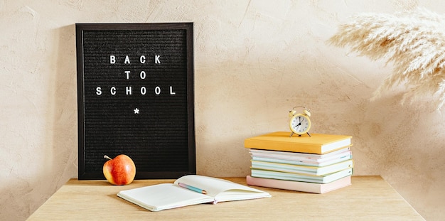 A school desk for a child Back to school creative photo