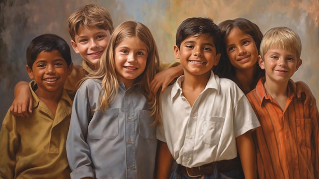 School kids in South America group photo of 5 kids