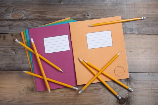 School notebooks and pencils