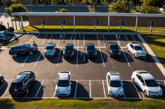 Photo school parking lot with electric car chargers