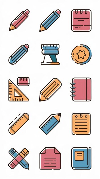 School stationery line icons editable stroke vector eps10 illustration