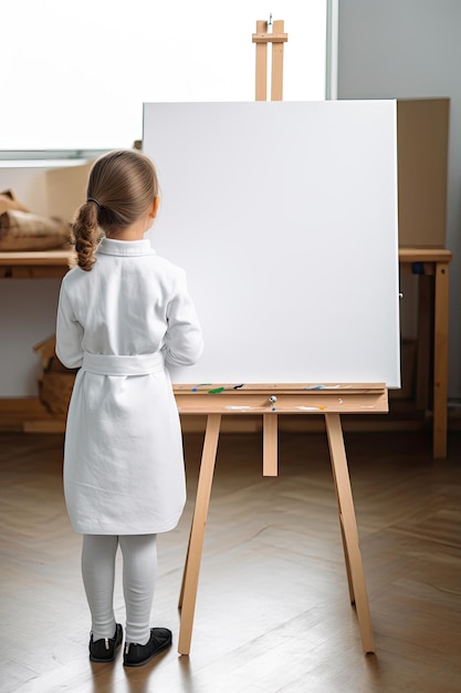 School students focus on painting on a blank white canvas