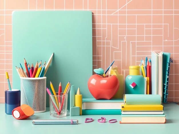 school supplies and accessories back to school background