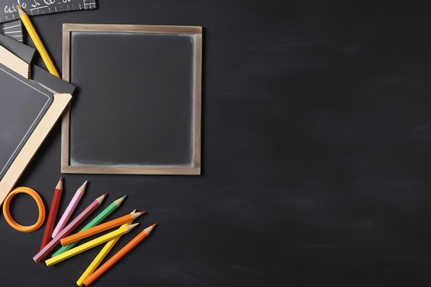 School supplies background with copy space