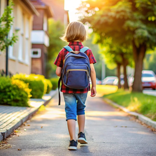 School supplies banner school backpack pencils boy go to school