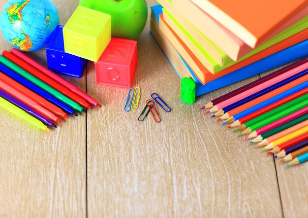 School supplies on table