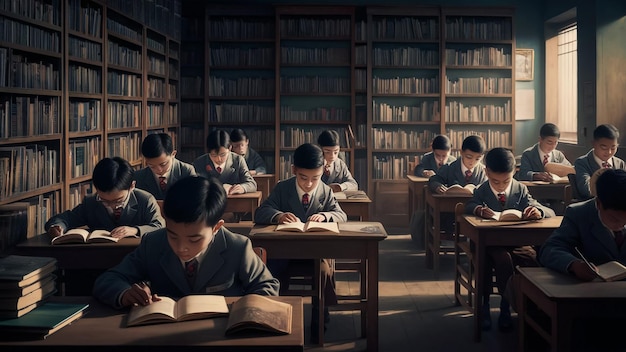 a school with a book open to the words  the word  on the bottom