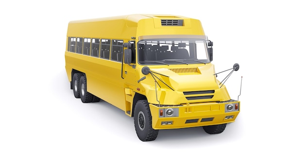 School yellow bus to transport schoolchildren to school 3D illustration