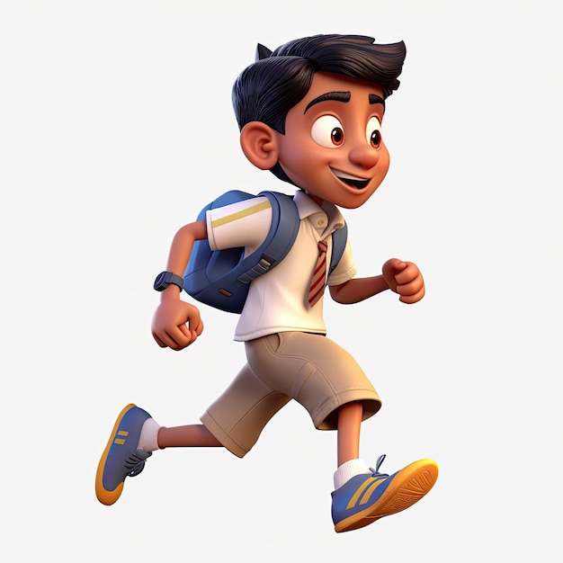 Schoolboy returning to class in the form of a cartoon character with a caricature face Generative AI