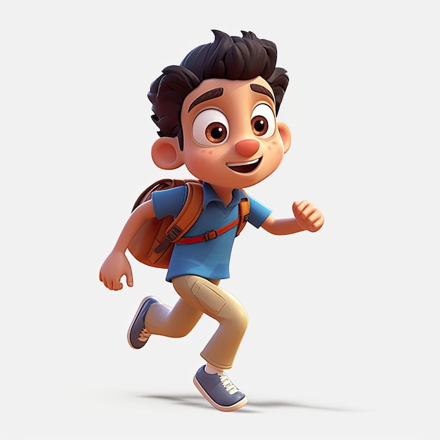 Schoolboy returning to class in the form of a cartoon character with a caricature face Generative AI