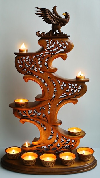 Photo schwibbogen decorative wooden candle holder