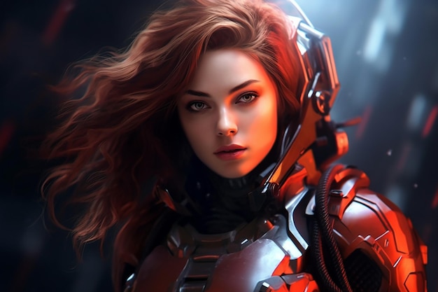 Sci Fi armor woman portrait wallpaper