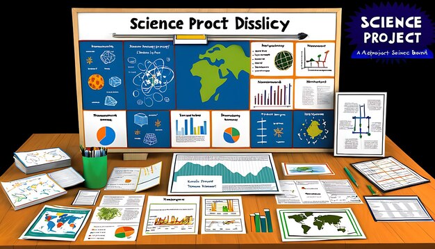 Photo science fair project display with graphs and charts