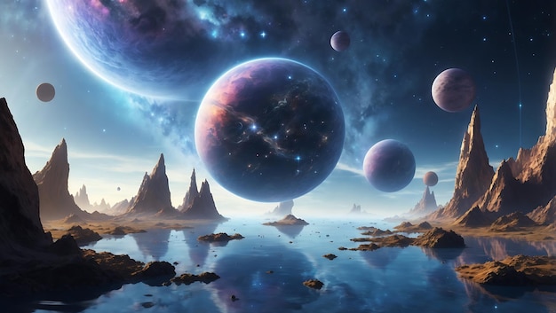 A Science Fiction Short Story of Cosmic Dust Distant Planets and Surreal Floating Islands