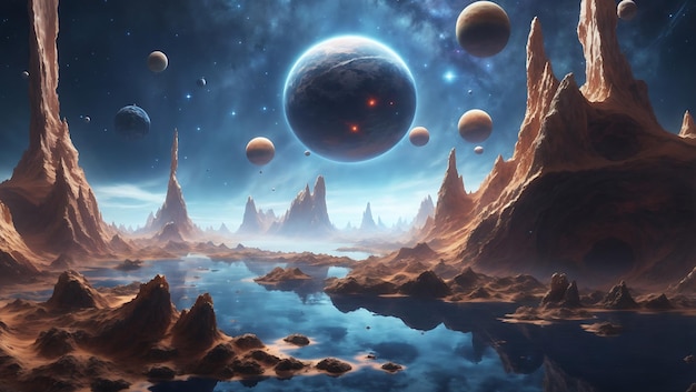 A Science Fiction Short Story of Cosmic Dust Distant Planets and Surreal Floating Islands