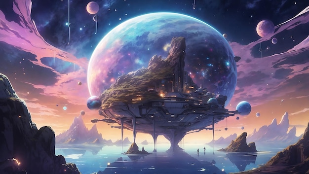 A Science Fiction Short Story of Cosmic Dust Distant Planets and Surreal Floating Islands