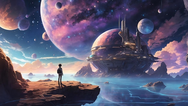 A Science Fiction Short Story of Cosmic Dust Distant Planets and Surreal Floating Islands