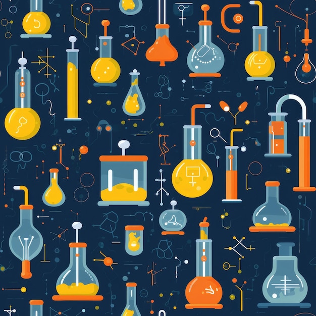 Science laboratory experiments seamless pattern