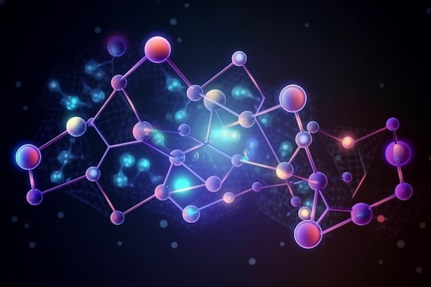 Science Molecular structure close up background template wallpaper or banner Generative AI