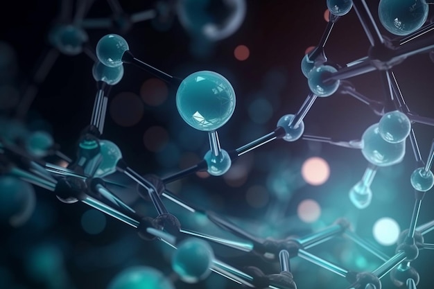 Science Molecular structure close up background template wallpaper or banner Generative AI