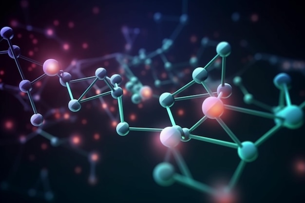 Science Molecular structure close up background template wallpaper or banner Generative AI