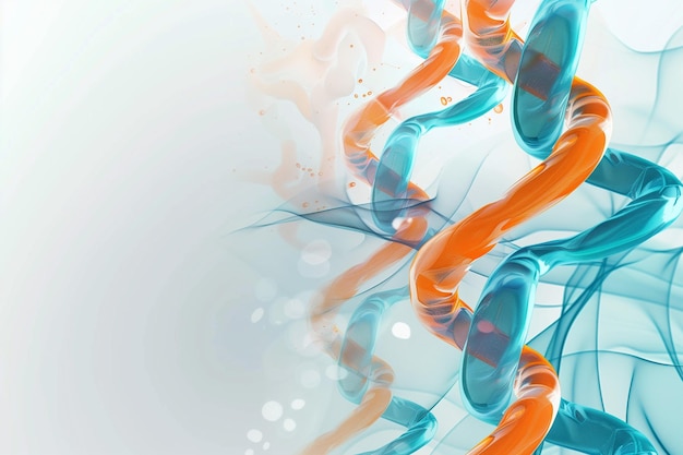 Scientific Background with Blue and Orange DNA