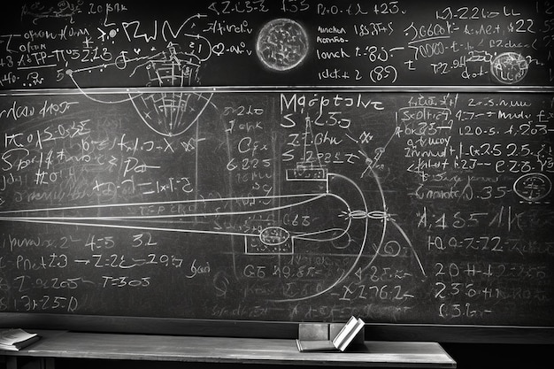 Photo scientific theories on a blackboard