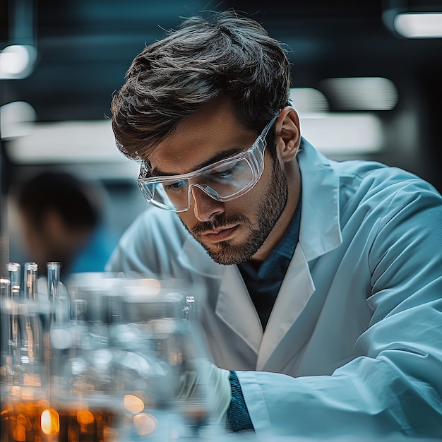 Photo scientist conducting advanced chemical experiments in lab