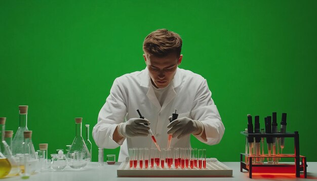 Photo scientist conducting experiments in laboratory