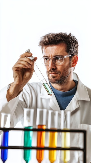 Photo scientist conducting experiments in laboratory