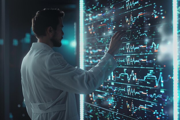 Scientist Examining Digital Display