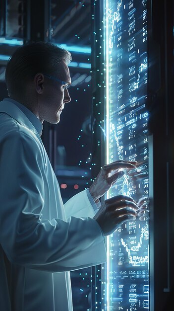 Scientist Examining Digital Display