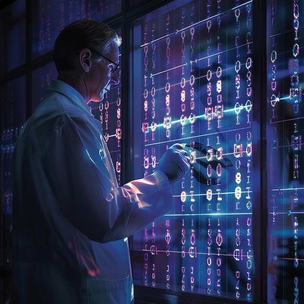 Scientist Examining Digital Display