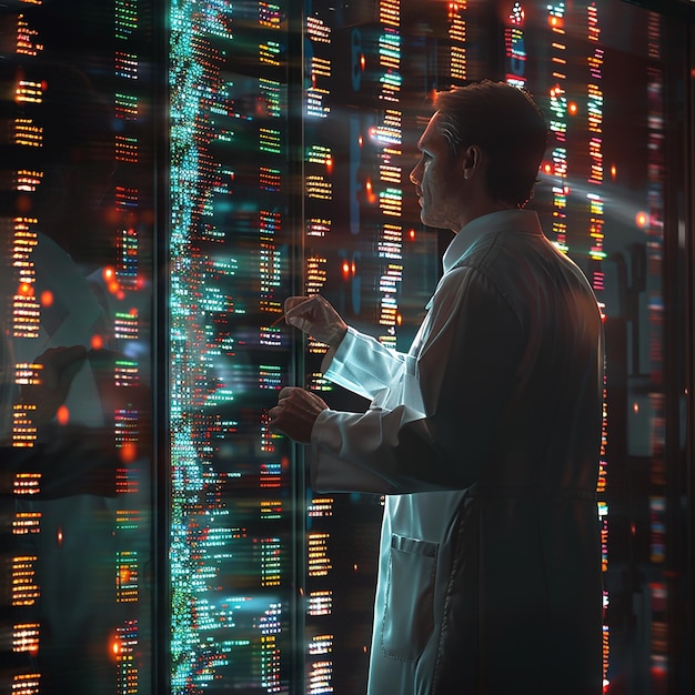 Scientist Examining Digital Display