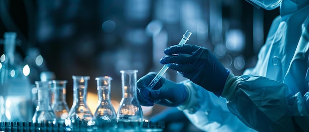 scientist holding medical testing tubes or vials of medical pharmaceutical research