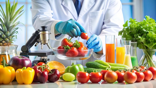 a scientist is cutting vegetables in a bowl with a knife