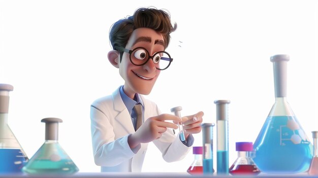 a scientist is looking at a test tube