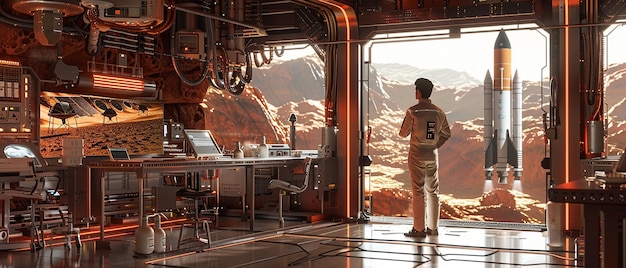 Scientist in Mars Research Station