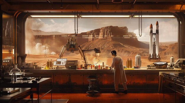 Photo scientist in mars research station