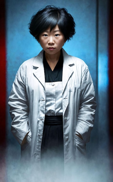 Scientist researcher asian woman wearing lab coat at laboratory Generative AI