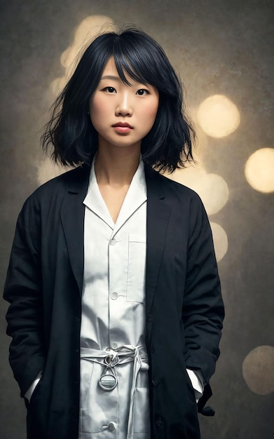 Scientist researcher asian woman wearing lab coat at laboratory Generative AI