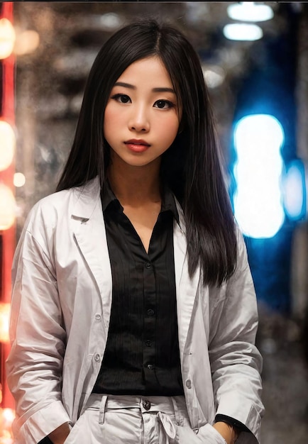 Scientist researcher asian woman wearing lab coat at laboratory Generative AI