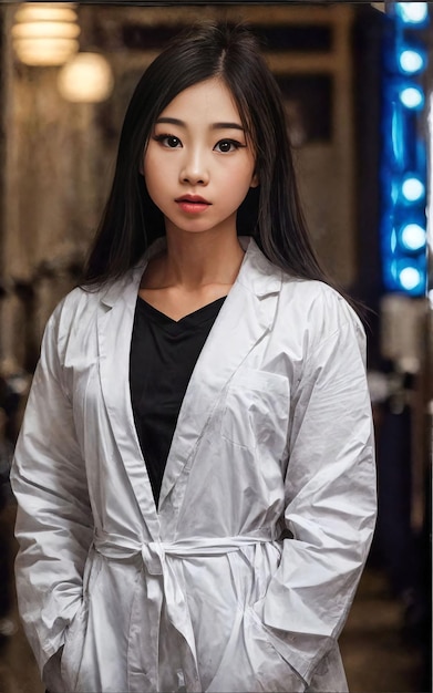 Scientist researcher asian woman wearing lab coat at laboratory Generative AI