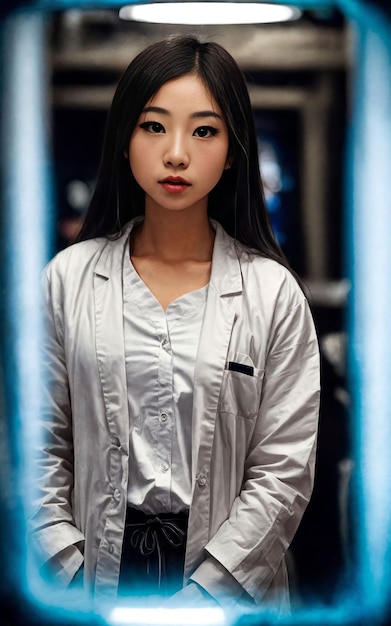 Scientist researcher asian woman wearing lab coat at laboratory Generative AI