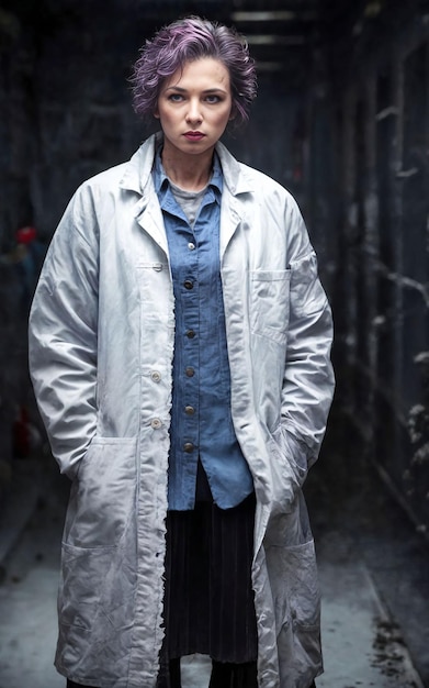 Scientist researcher wearing ripped lab coat at laboratory Generative AI